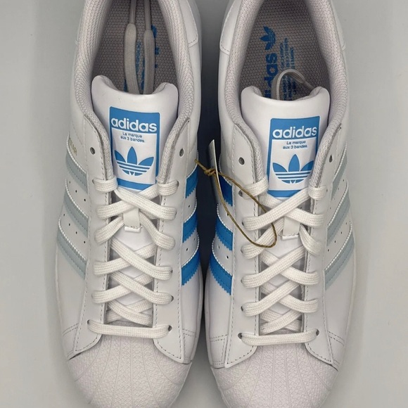 Adidas Superstar UNC Blue Mens Shoes White Sneaker - Picture 6 of 8